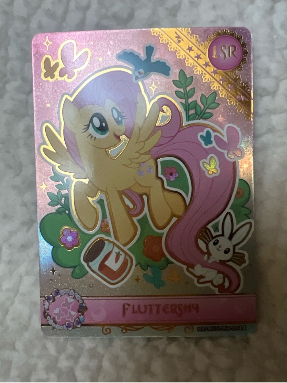 My Little Pony Fluttershy Holographic Card - Pink, Yellow